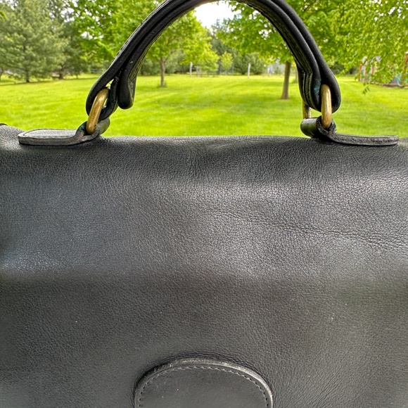 Vintage Coach 5130 Black Leather Station Satchel Crossbody Bag Brass Hardware - Picture 4 of 16